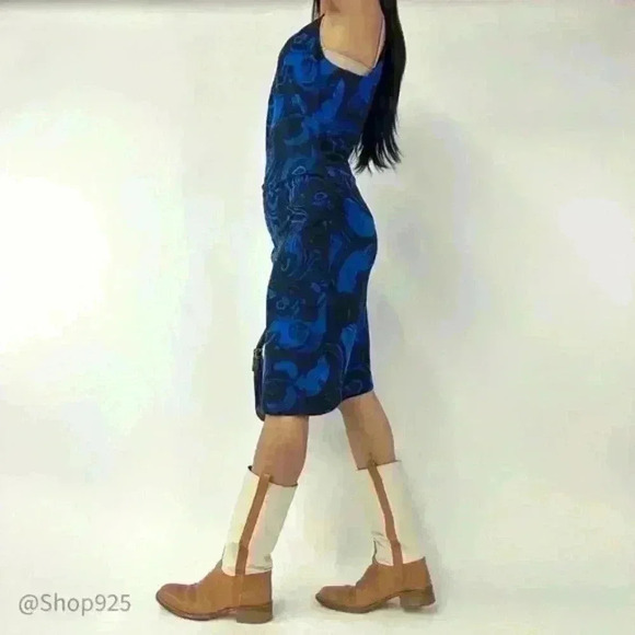 Michael Kors Printed Blue Stretch Midi Dress - Picture 5 of 8